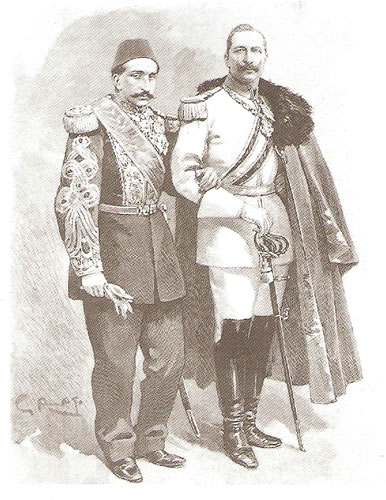 Padişah II. Abdülhamit İmparator II. Wilhelm İmparatoriçe Victoria. Abdulhamit Wilhelm Tn