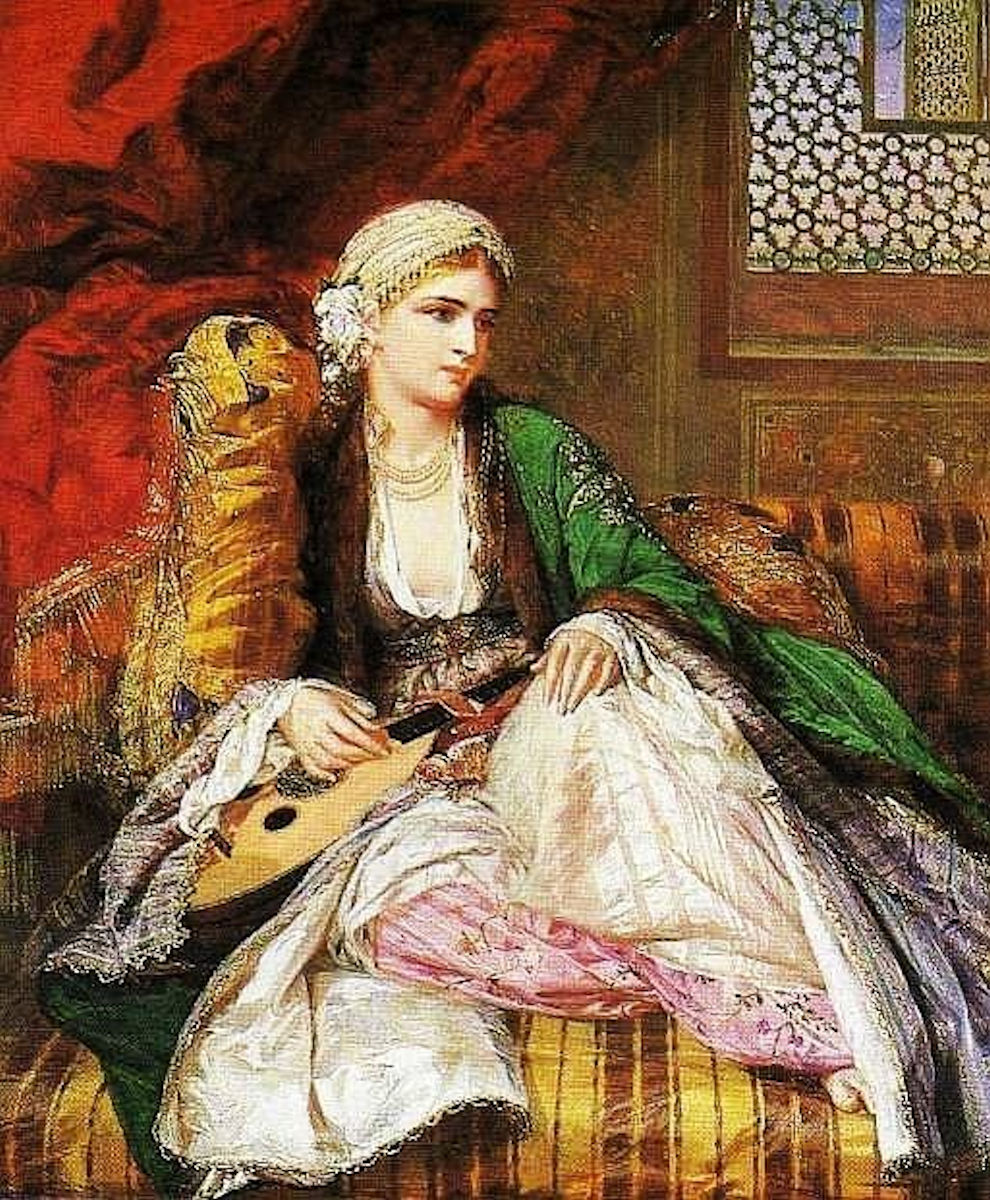Haremde Oturan Türk Kızı Yağlı Boya Tablosu Osmanlı Haremi. Osmanlılar Padişahı Sultanları Saray Haremi Ailesi Eşleri Gözde İkbal Kadını Hanımı Kızları