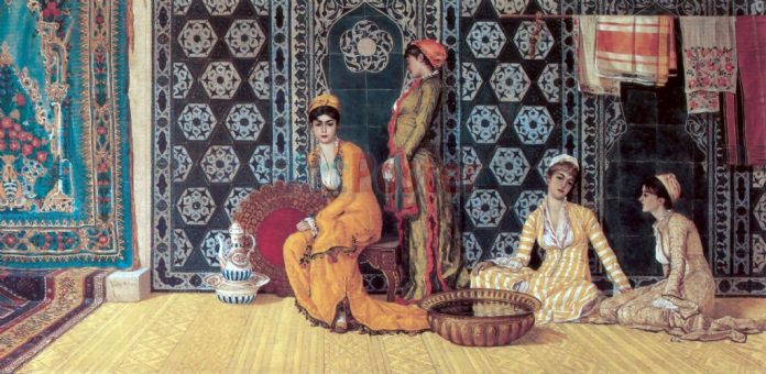 Padişah Abdülmecid Ailesi Haremi Eşleri Şehzadeleri Ve Kız Çocukları 1782 Osman Hamdi Mihrap Kadin Oryantalist Oryantalism Turk Turkiye Canvas Kanvas Harem Osmanli Ottoman
